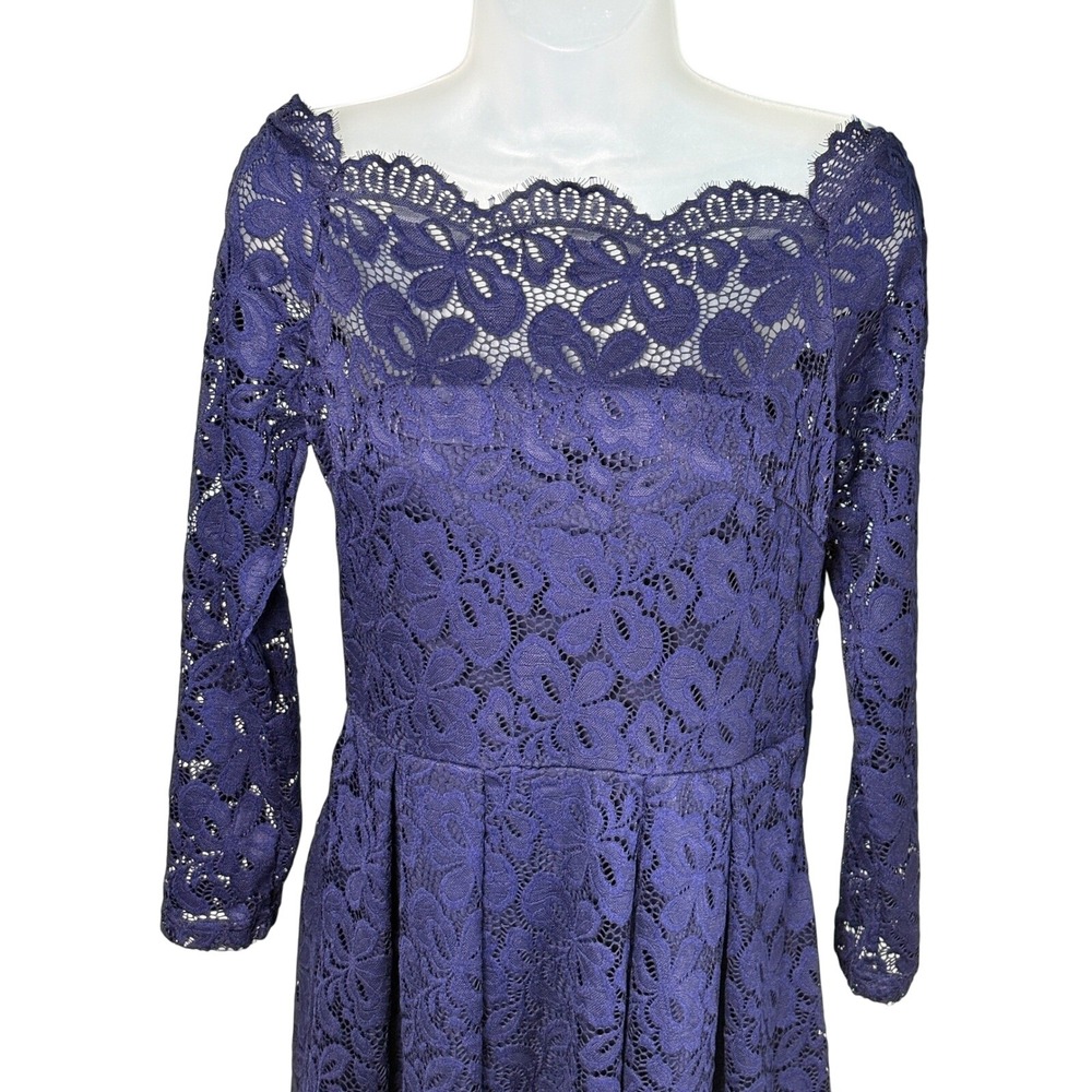 Missmay Medium Lined Dress Lace Stretch Women Navy Blue New Floral City Cocktail